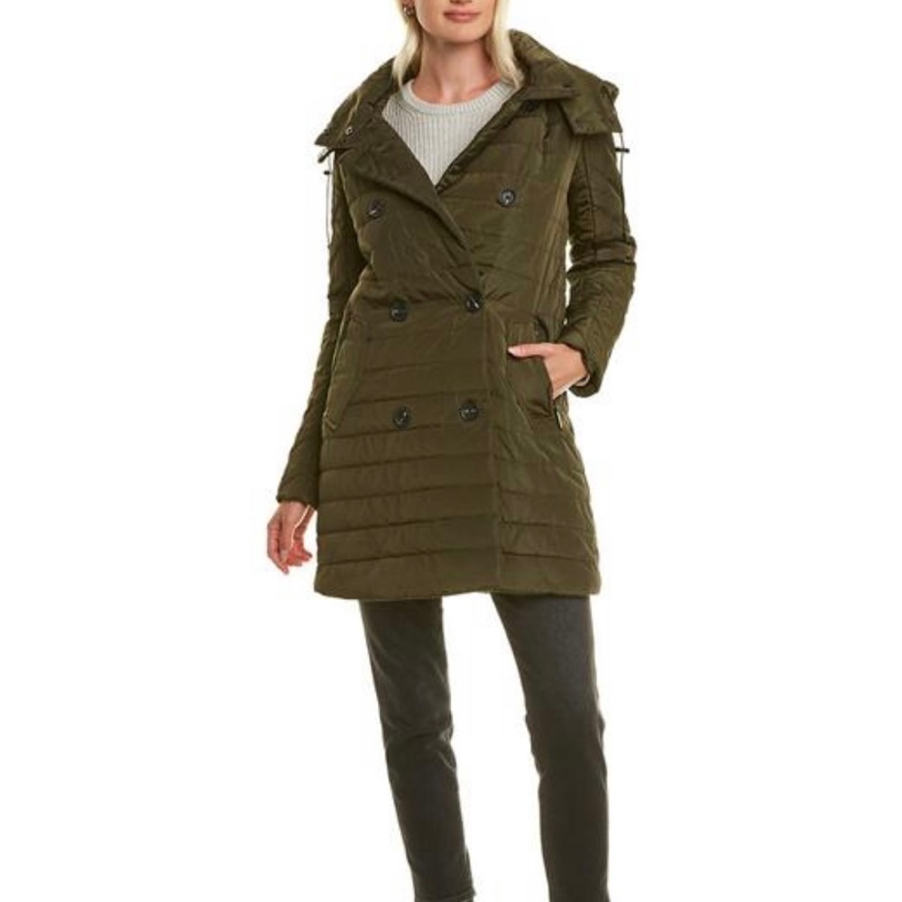 French Connection Straight Fit Black Quilted Coat